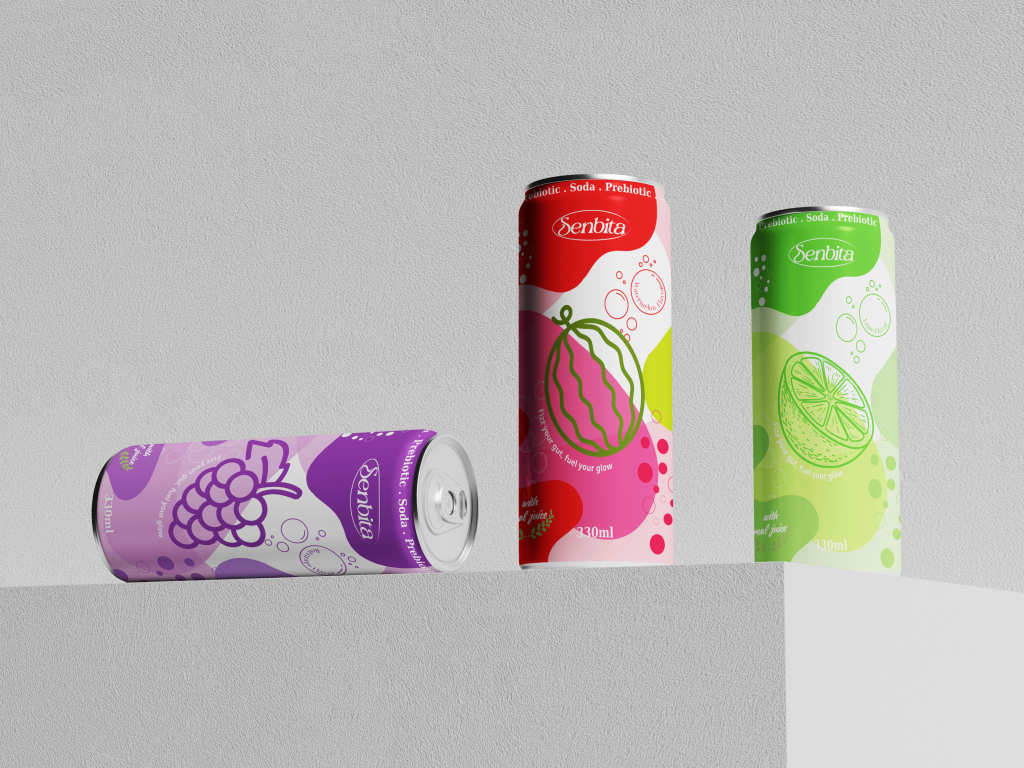 Prebiotic Soda Drink With Real Watermelon Juice 330ml Sleek Can 1