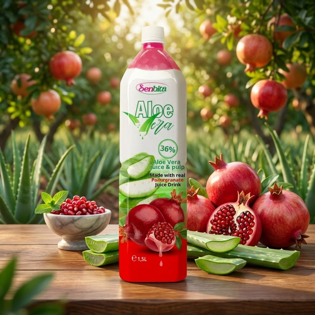 aloe vera pomegranate juice drink with pulp