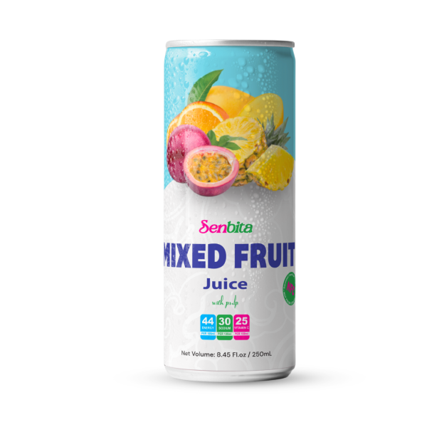 mixed fruit juice drink with pulp
