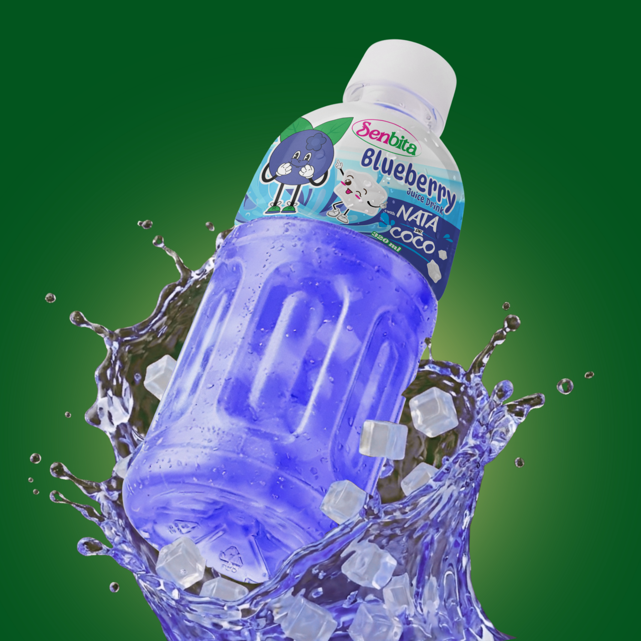 Blueberry Juice Drink with Nata de Coco