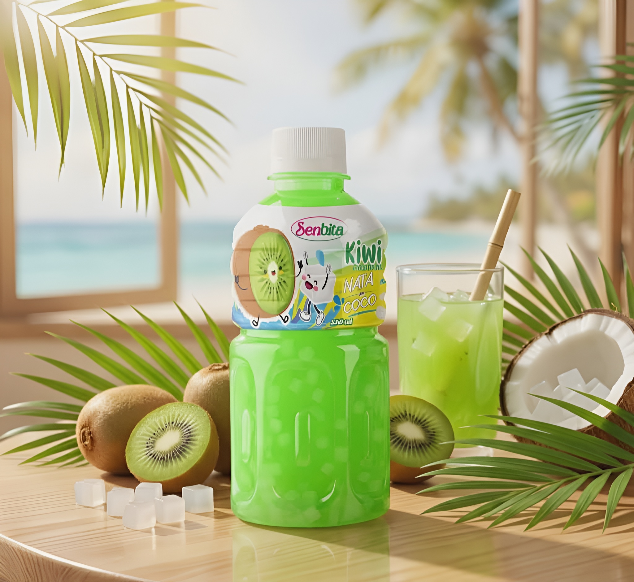 Kiwi Juice Drink with Nata de Coco