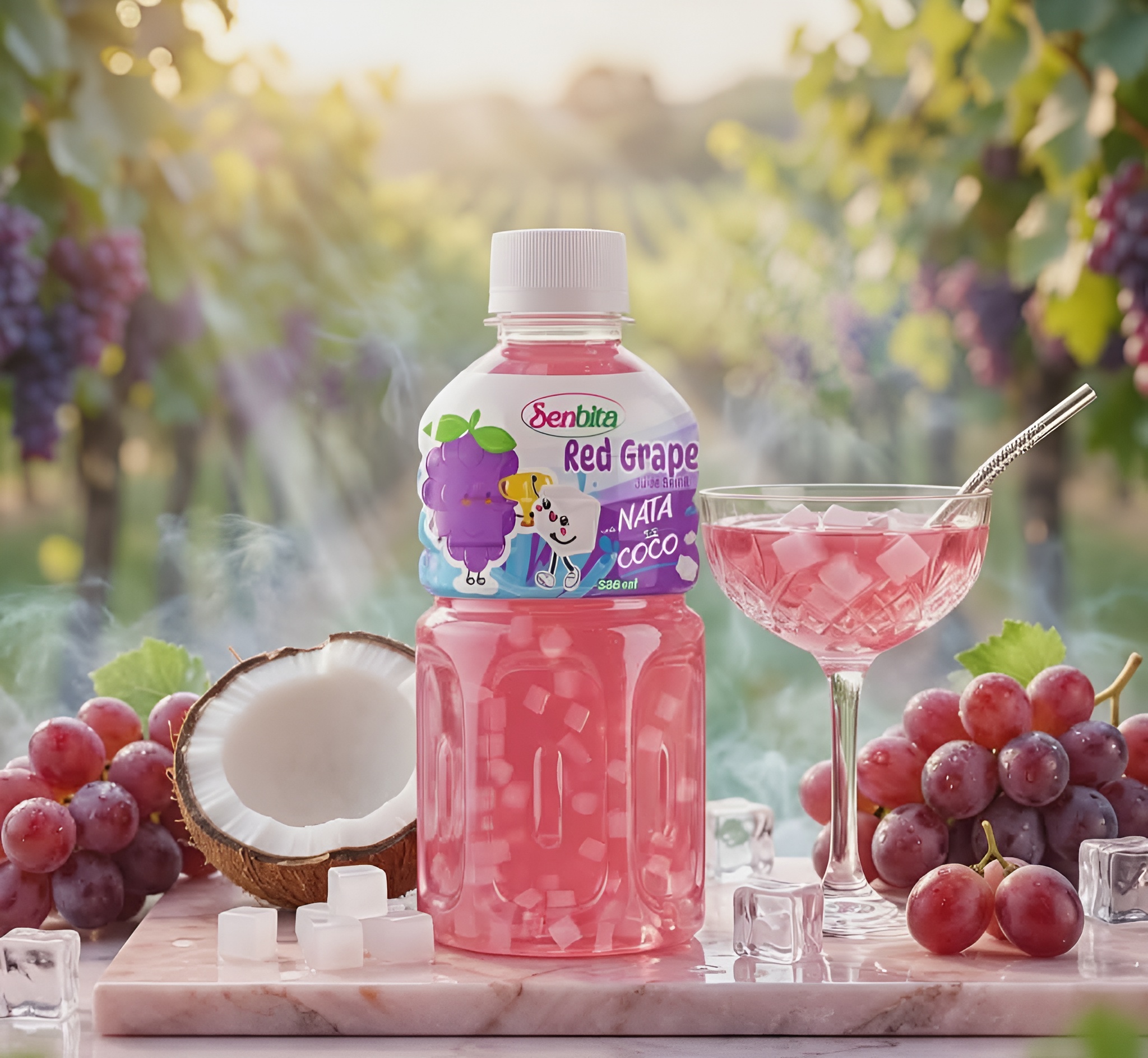 Red Grape Juice with Nata de Coco