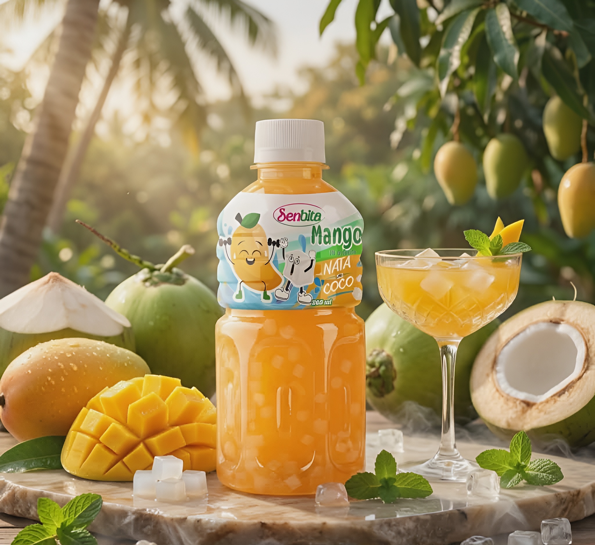 Mango Juice Drink with Nata de Coco
