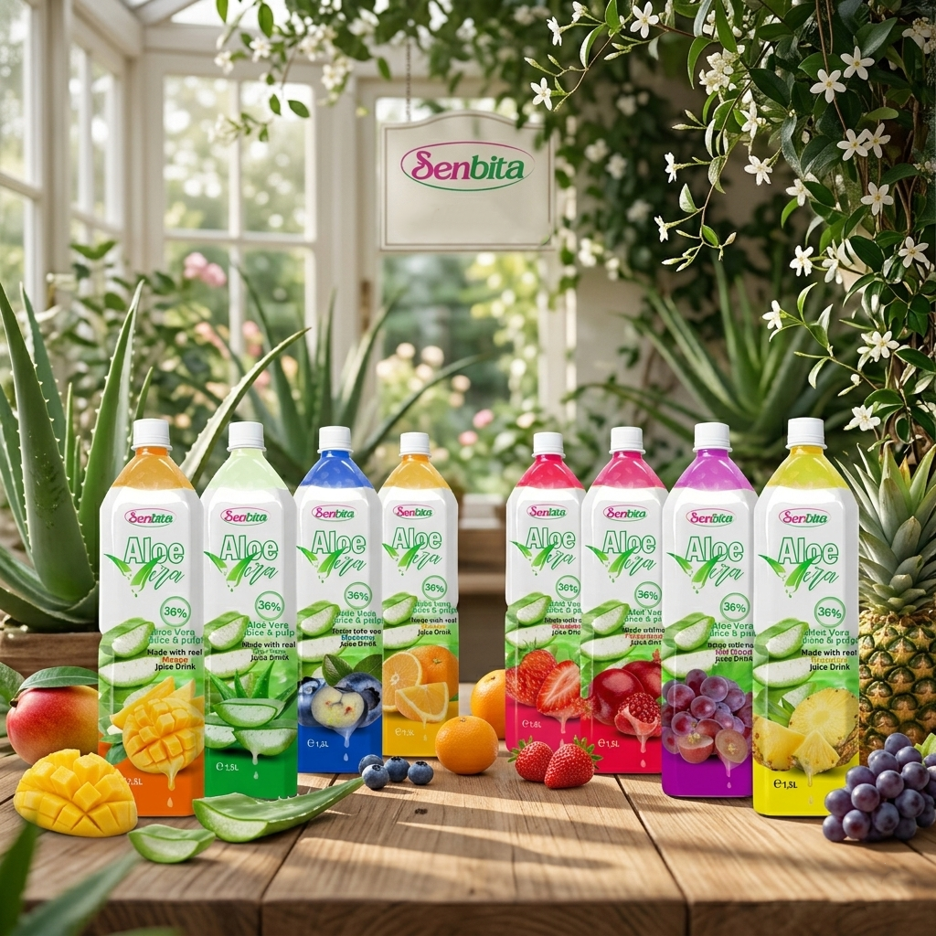 SENBITA 1500ML Aloe Vera Red Grape Juice Drink With Pulp