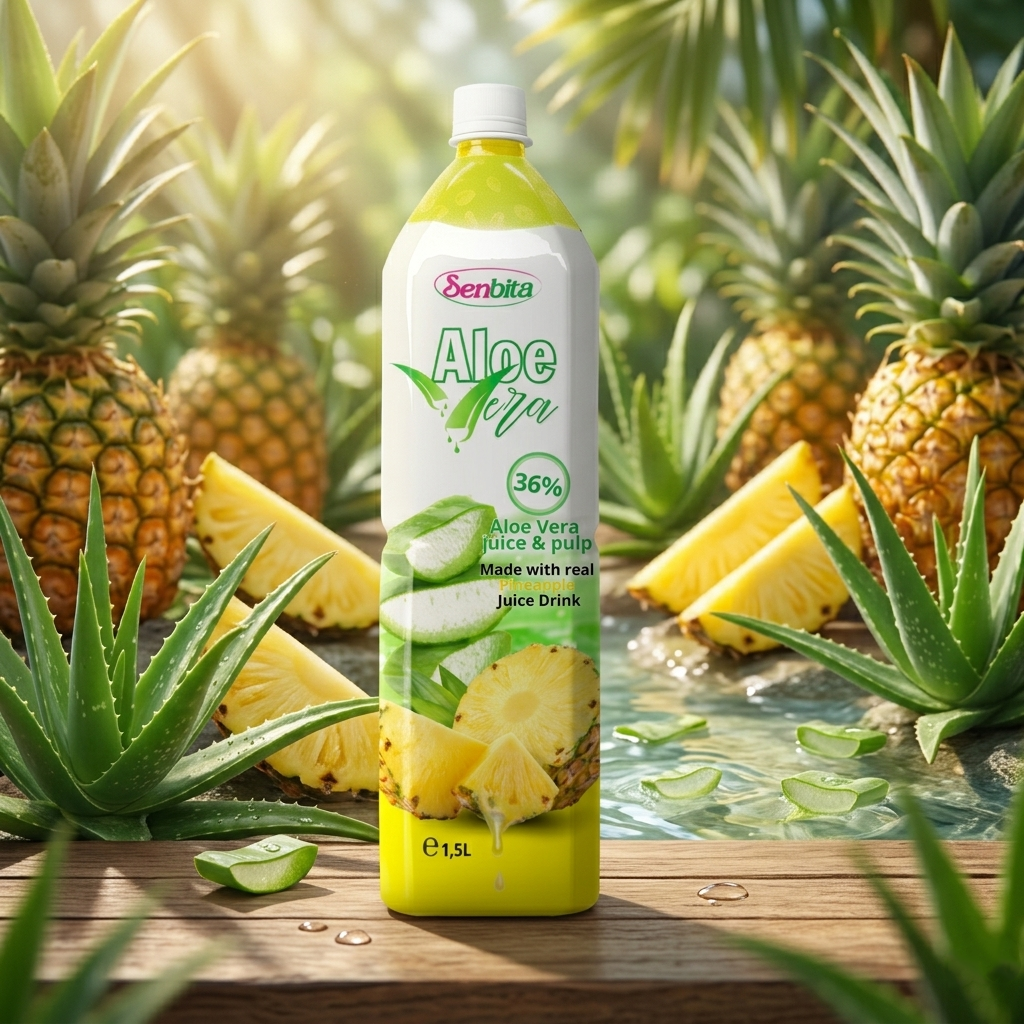 aloe vera pineapple juice drink with pulp