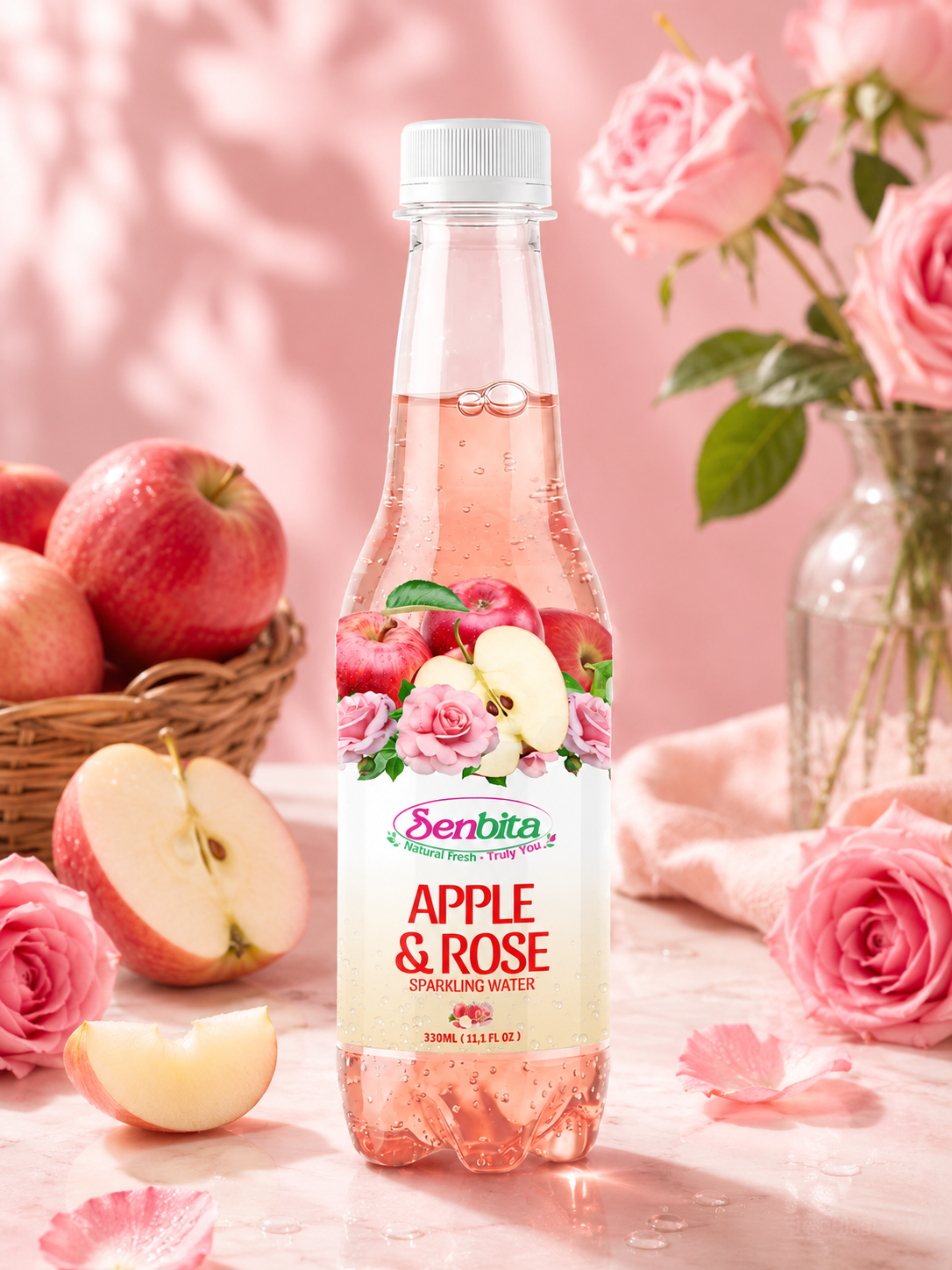 SENBITA Apple & Rose Sparkling Water 330ml Bottle 1 Apple & Rose Sparkling Water