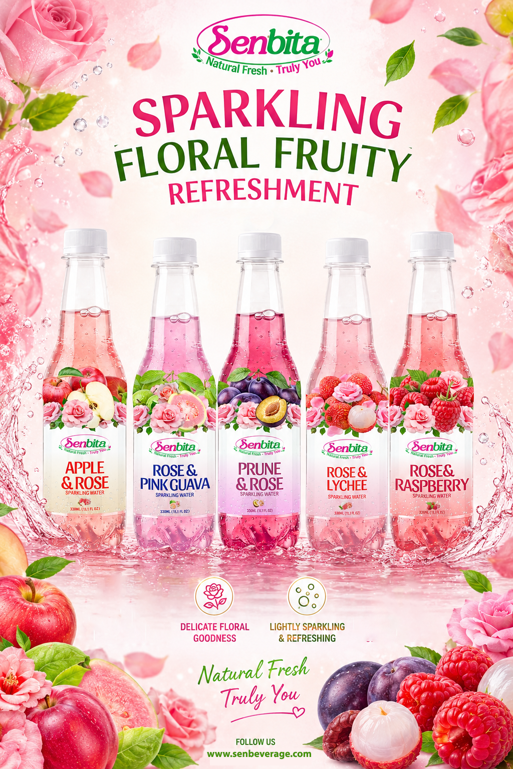 Raspberry & Rose Sparkling Water