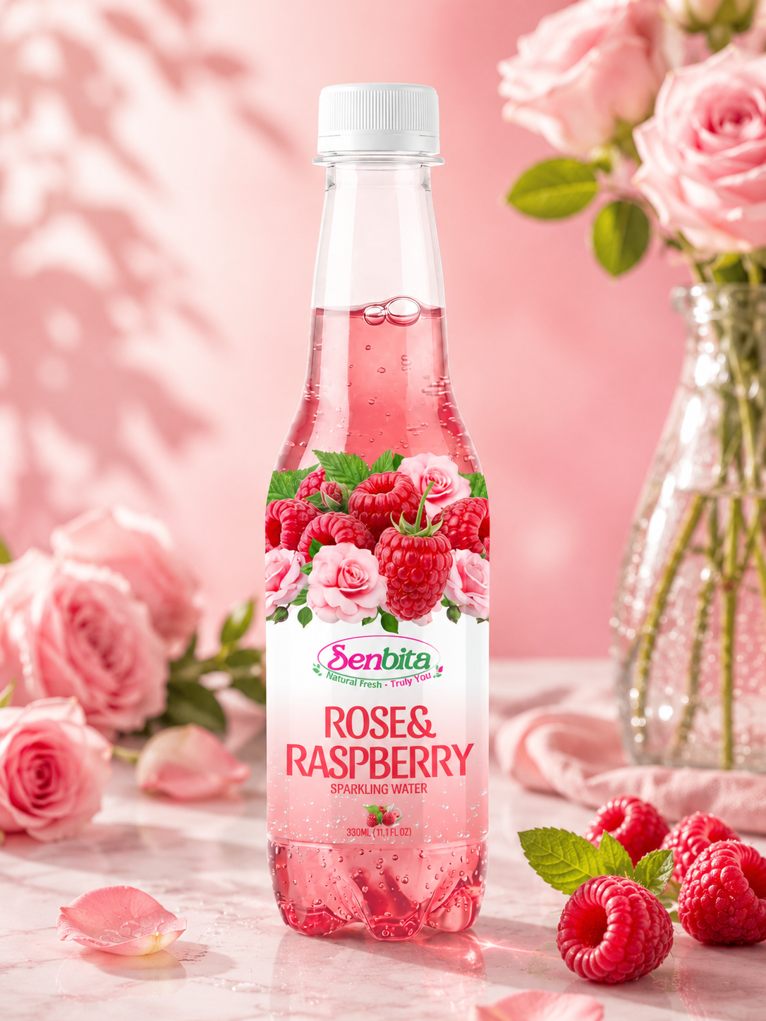 Raspberry & Rose Sparkling Water