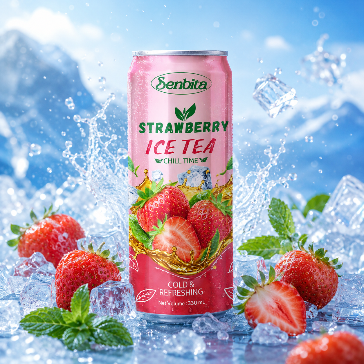 Premium Strawberry Iced Tea 330ml Can – Senbita 1 Strawberry Iced Tea 330ml Can