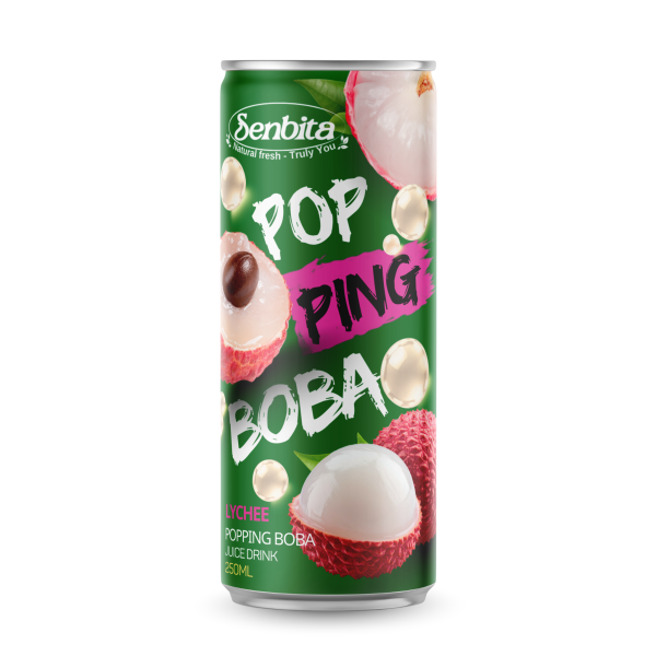 Lychee Popping Boba Juice 250ml