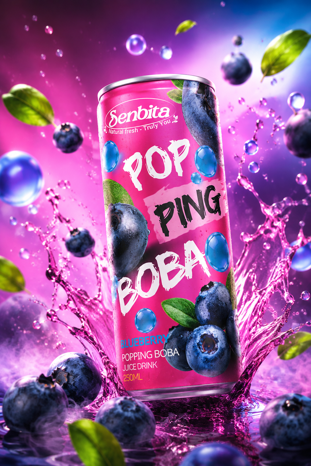 Popping Boba Blueberry Juice Drink
