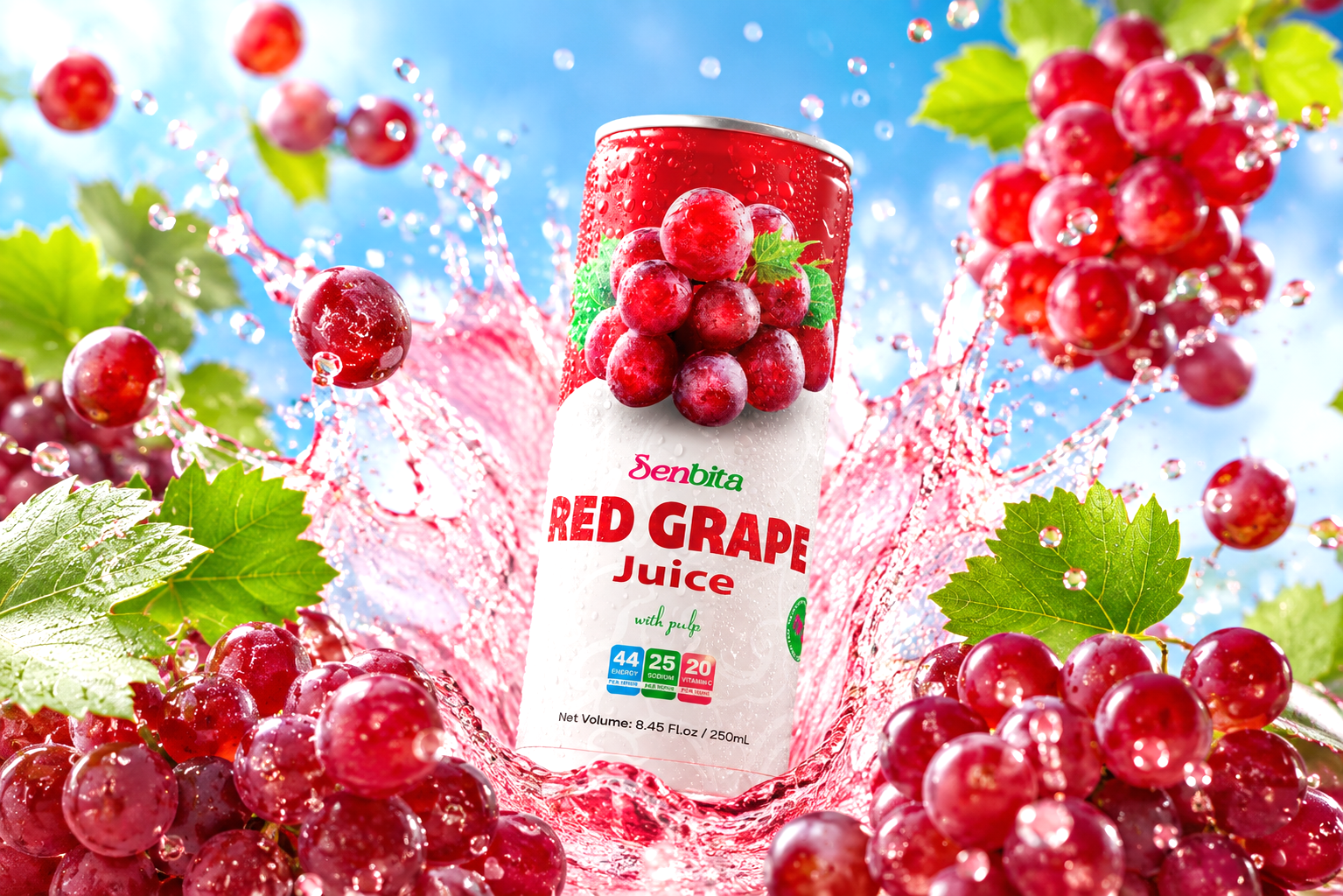 Red Grape Juice with Pulp 250ml – Senbita 1 Red Grape Juice with Pulp 250ml