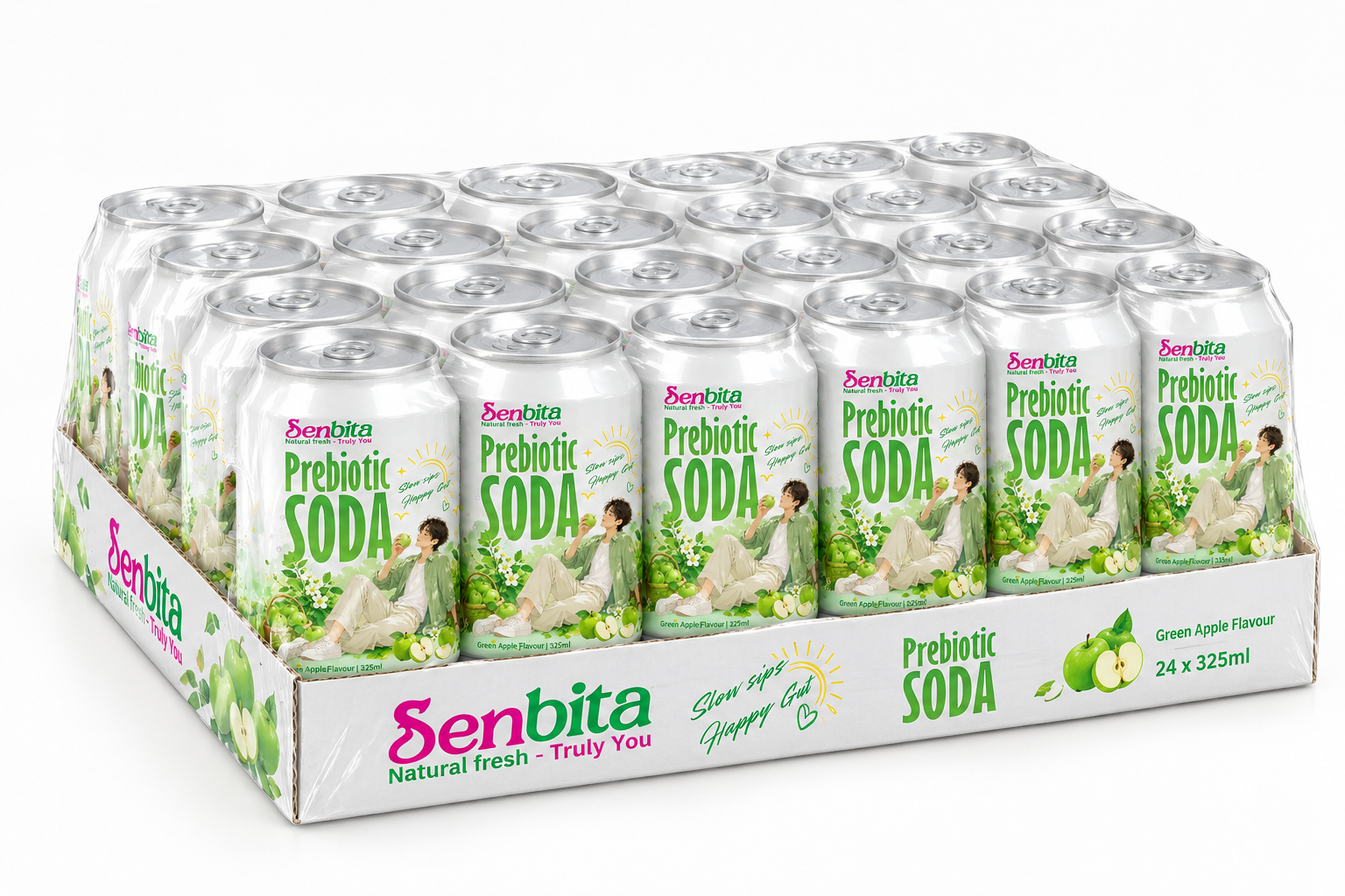 SENBITA Apple Prebiotic Soda 325ml 1 Apple Prebiotic Soda